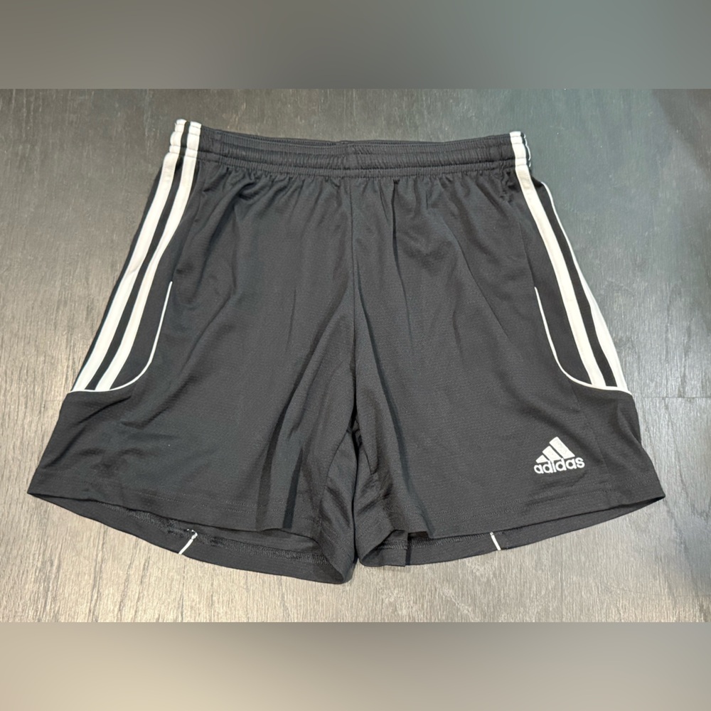 New Adidas Boy Athletic Shorts Size Small Black White Climalite